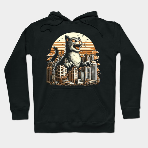 Catzilla - Funny Vintage Design Hoodie by Trendsdk